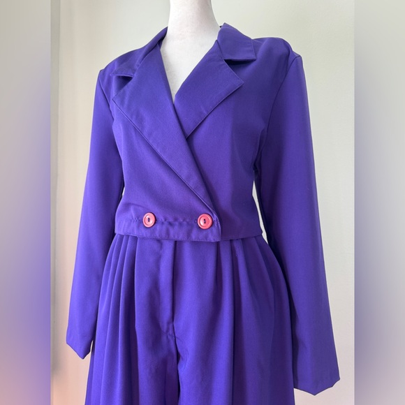 Vintage ‘90s Transmit Purple Cropped Blazer + High Waisted Knee Length Shorts - Picture 4 of 10